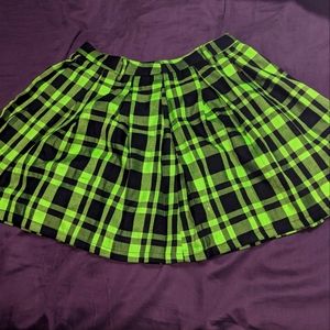 Green plaid mini skirt